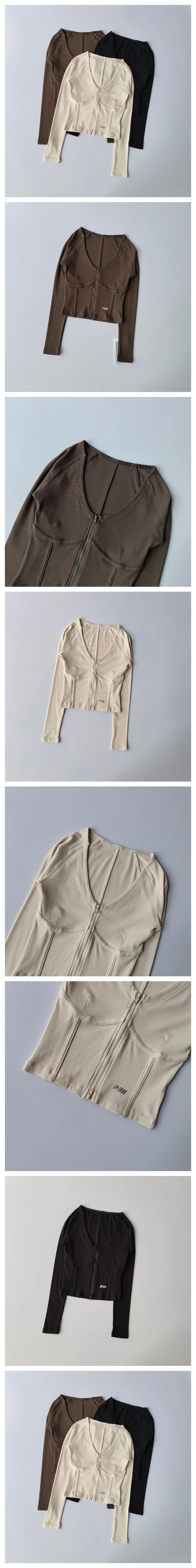 Flow Zip Front Top for Women with V Neck Long Sleeve