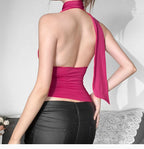 Spicy Flame Backless Vest With Deep V Neck For Versatile Style
