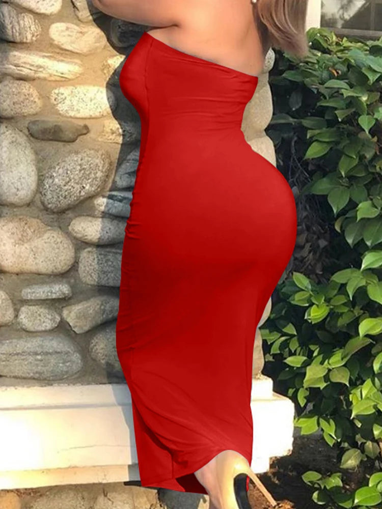 Women's Strapless Knit Maxi Beach Dress - Slim Fit Summer