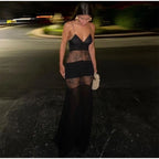 Lace See Through Sling Maxi Dress Evening