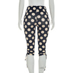 Polka Dot Patchwork Capri Pants With Drawstring Waist