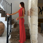Sleeveless Bodycon Maxi Dress - Patchwork O-Neck