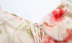 Rose Print Reverie Backless Fishtail Midi Dress With Tiered Ruffles And V Neck