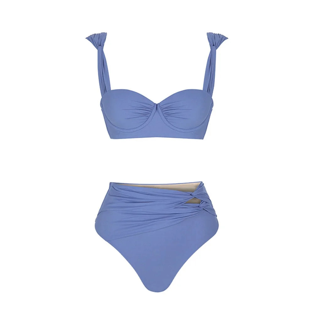 Off Shoulder Patchwork Belted One Piece Swimsuit With Cover Up for Beachside