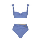 Off Shoulder Patchwork Belted One Piece Swimsuit With Cover Up for Beachside