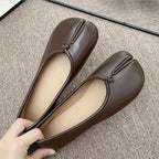 Tabi Style Leather Flats For Women Cozy Split Toe Slip On Shoes