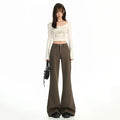 Antiwrinkle Flare Pants With Slimming Comfort Low Waisted