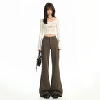 Antiwrinkle Flare Pants With Slimming Comfort Low Waisted