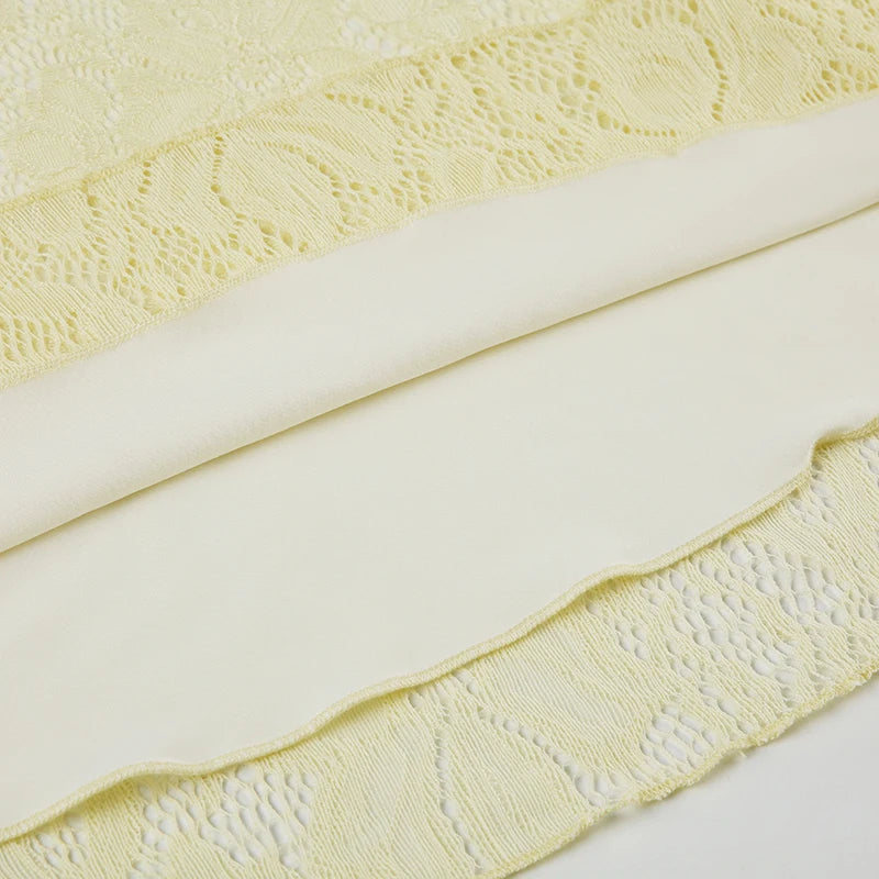 Light Yellow Lace Strapless Dress Slim Silhouette