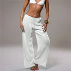 Sequined Solid Wide Leg Pants For Women With High Waist Loose Fit Trousers