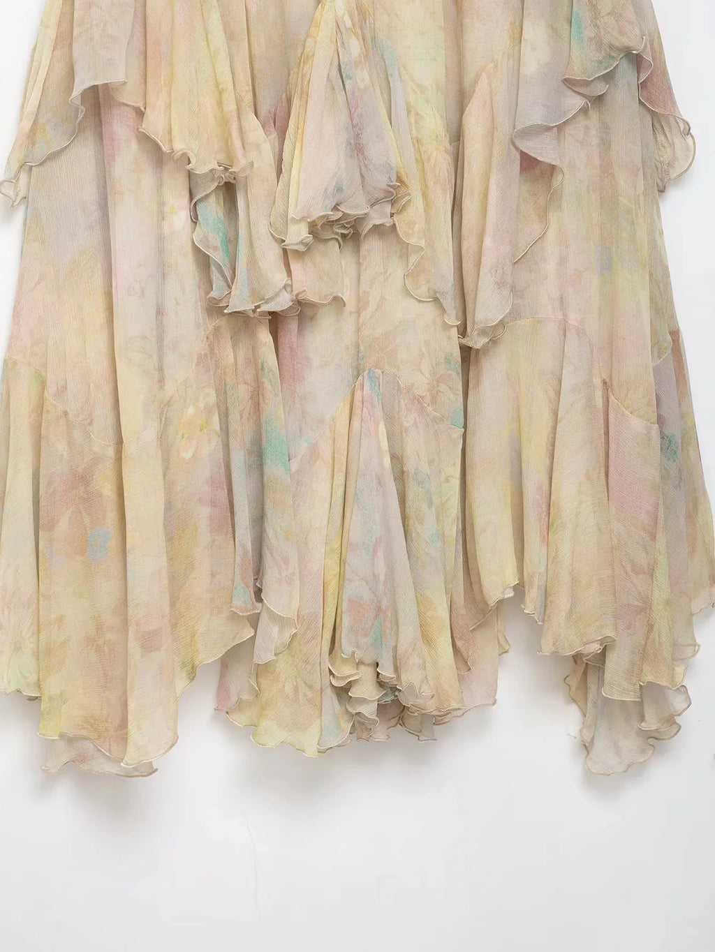 Tiered A-Line Print Ruffle Skirt