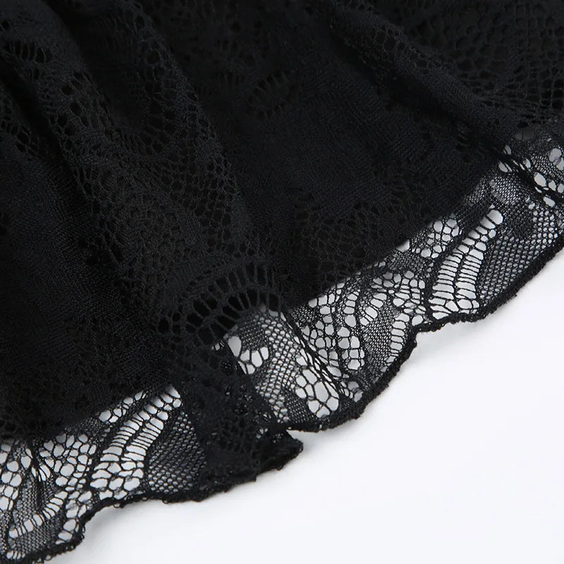 Black Tiered Mini Skirt With Lace Trim And Ribbon Bow A Line Grunge Lolita Look Vibe