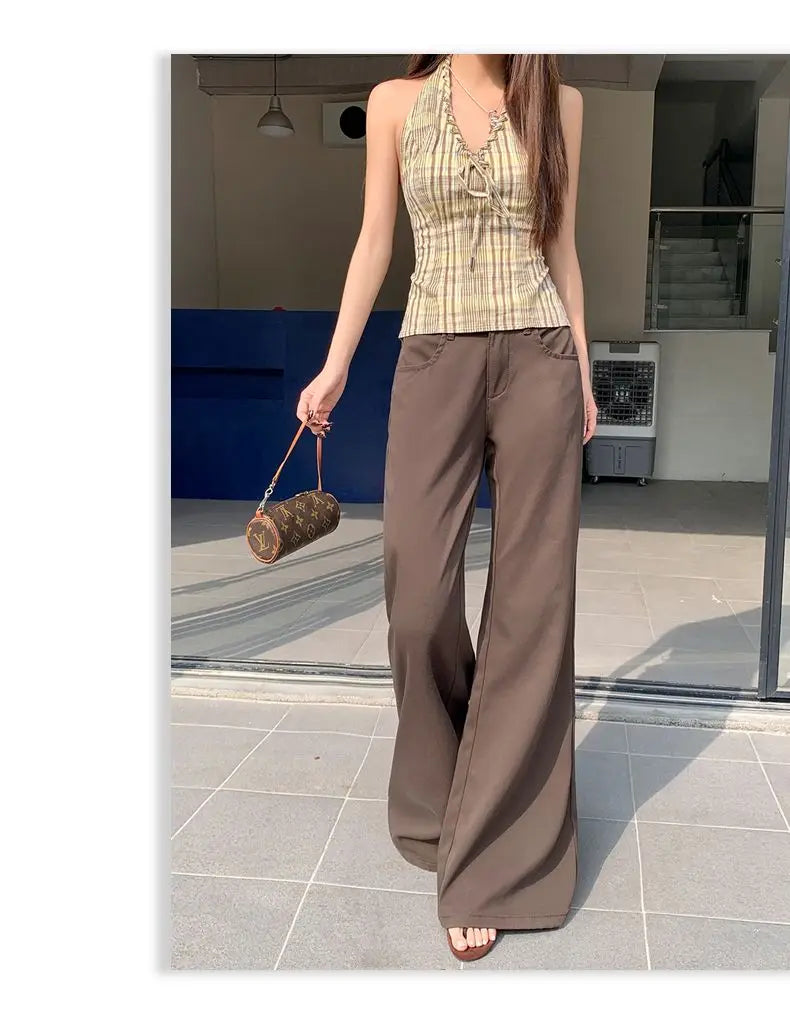 Antiwrinkle Flare Pants With Slimming Comfort Low Waisted