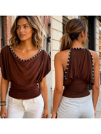 Women's Ruched O-Neck Top