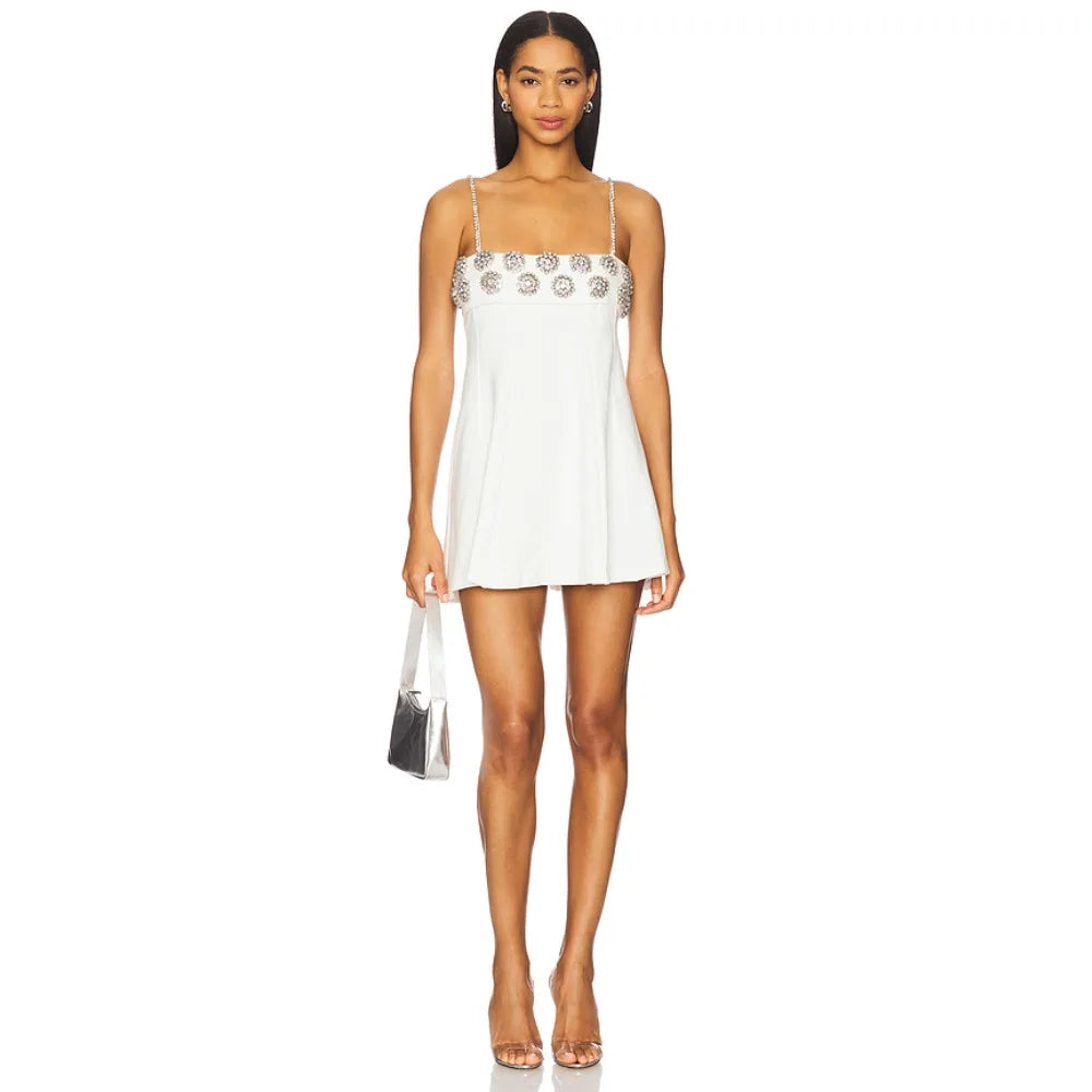 Crystal White Luxury Mini Dress