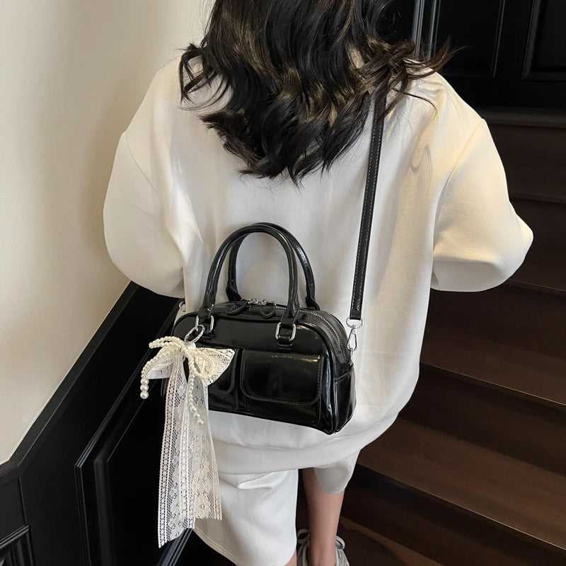 Minimalist PU Leather Crossbody With Pocket Design For Women Mini Square Shoulder Style