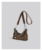 Denim Daydream Shoulder Bag With Chain Accent