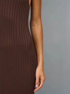 Sleeveless Knitted Dress With Wide Shoulder Straps Inner Long Skirt