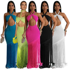 Maxi Dress Women Sleeveless Tassel Detail