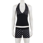 Cute Black Polka Dot Halter Two-piece Set Sexy Beachwear For Summer