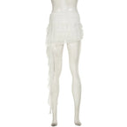 Irregular Mesh Ruffle Edge Low Waist Short Skirt