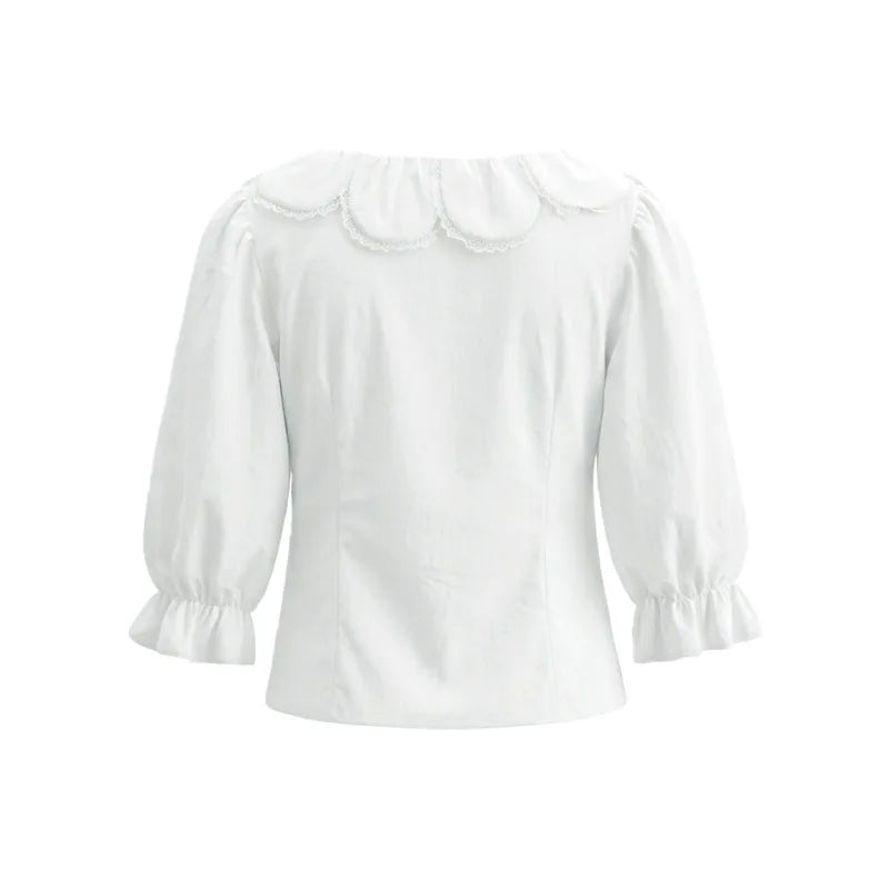 White Blouse With Peter Pan Collar Tie