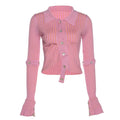 Irregular Pink Cardigan With Removable Layer For Women Soft Knit Top Modern