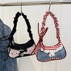 Lace Ribbon Tote With Stretchable Shoulder Strap Handbag