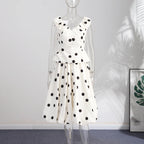 Fashion Women's Lady Suit Halter A-line Tops Bud Loose Skirt Polka Dot Set