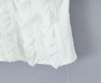Sunlit Vintage Puff Sleeve V Neck White Chiffon Crop Top Blouse