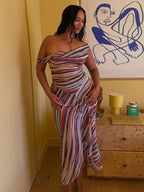 Colorful Stripe Sleeveless Midi Dress