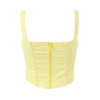Sunny Chic Yellow Crop Cami Top With Back Zipper Slim Fit