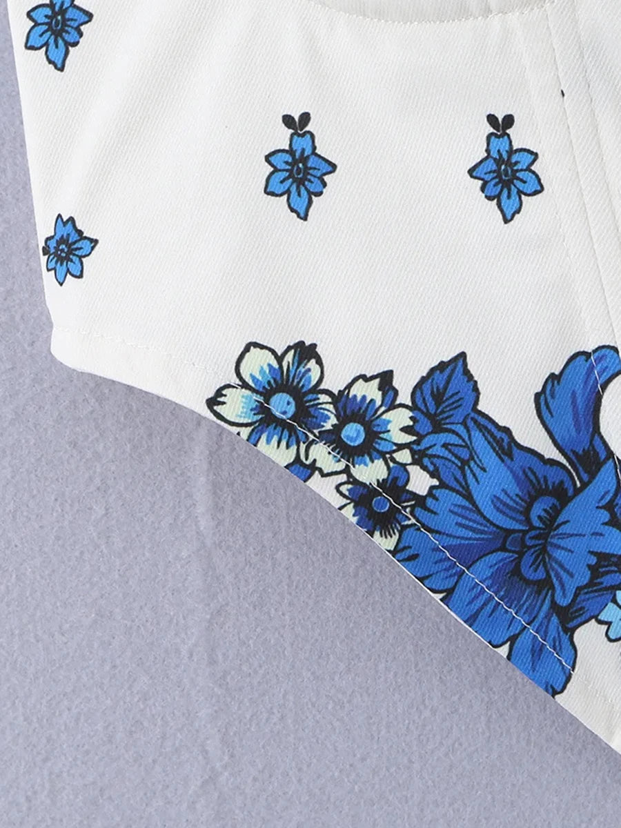 Boho Floral Dream Two Piece Set With Corset Wrap And Wide Leg Pants