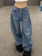 Gradient Blue Jeans for Women's Y2K Retro Niche High-end Classic Letter Stamping Jeans