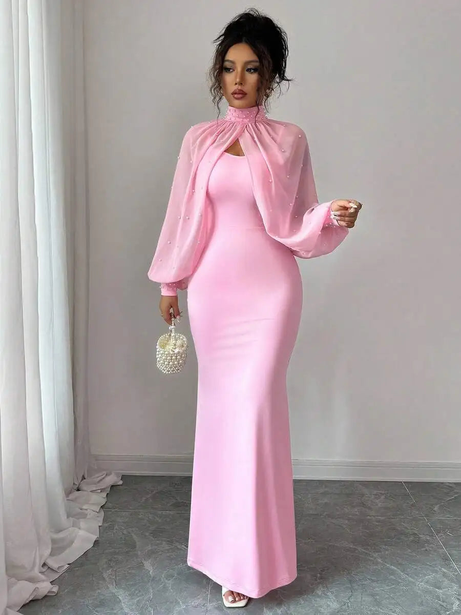 Elegant Mermaid Gown Beaded Body-con Slip Dress