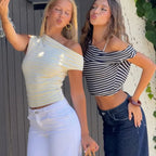 Asymmetrical One Shoulder Ruched Draped Top With Striped Pattern And Cinched Waist