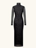 Printed Maxi Dress With Turtleneck And Long Sleeves Slim Fit