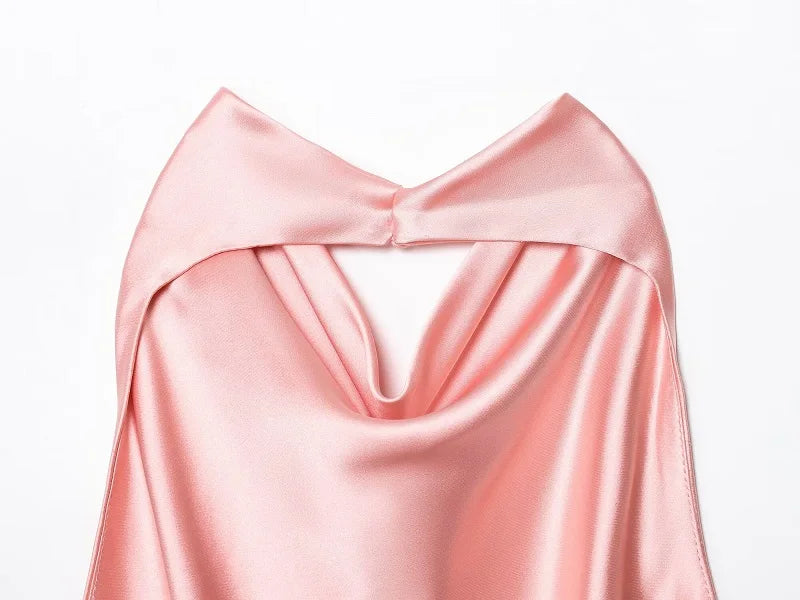 Elegant Satin Backless Halter Top For Women Off Shoulder