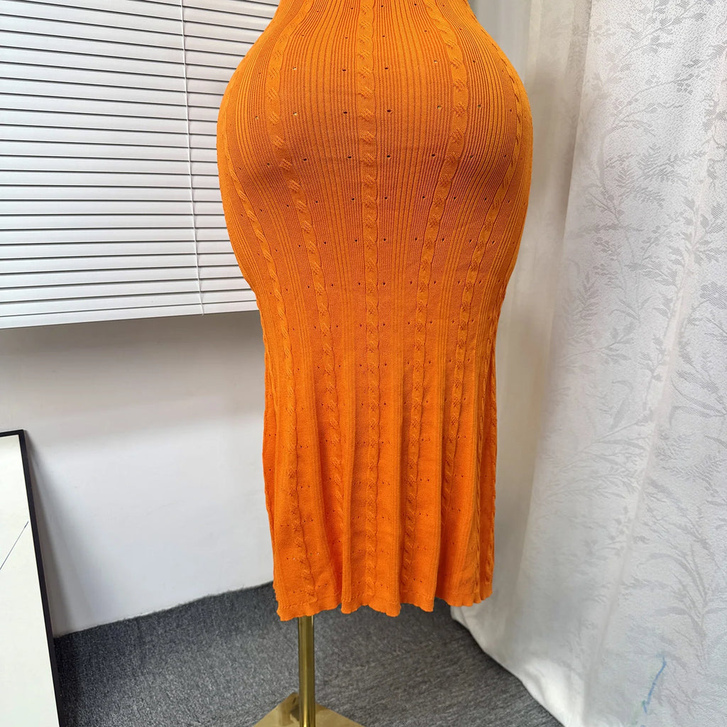 Knit Ribbed Bodycon Midi Dress With O Neck And Short Sleeves