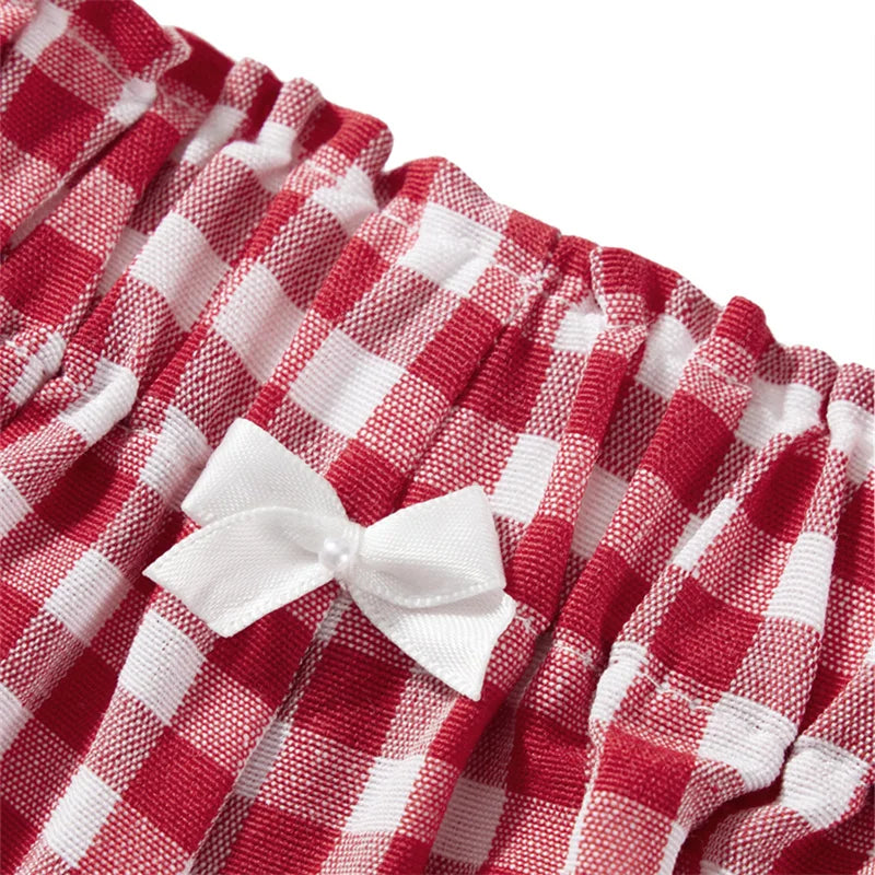Cozy Kawaii Plaid Pajama Shorts With Elastic Waist Ruffle Trim