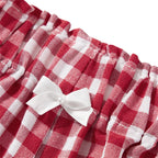 Cozy Kawaii Plaid Pajama Shorts With Elastic Waist Ruffle Trim