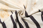 Tiger Print Top With Standing Collar And Tassel Details