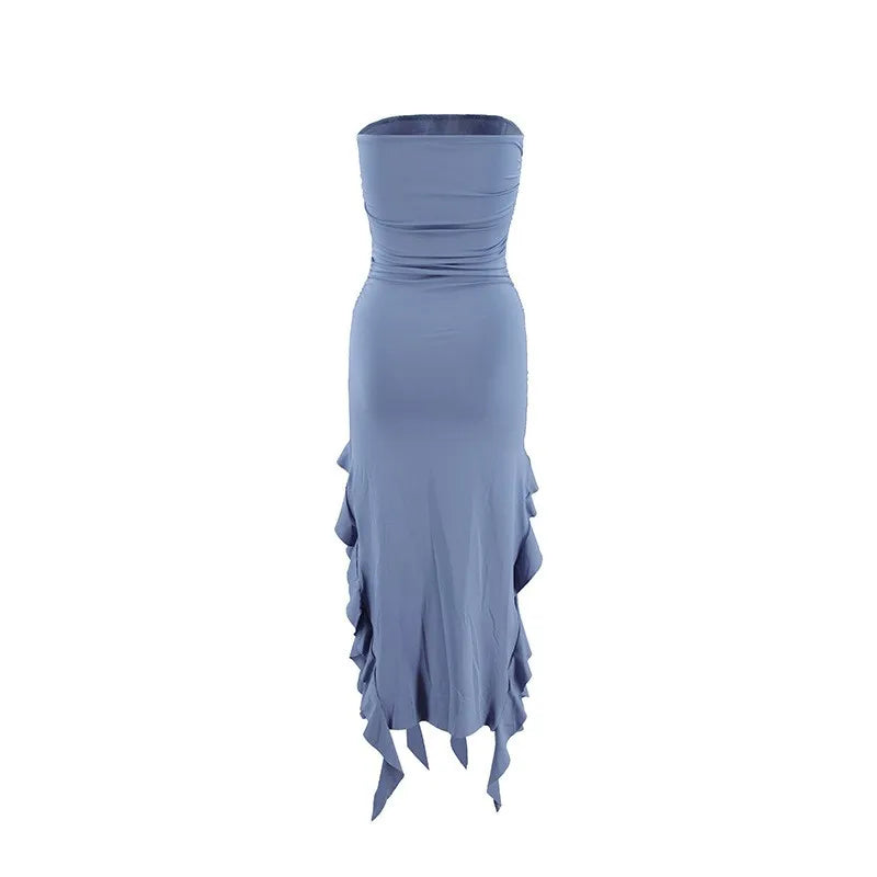 Tube Top Strapless Sexy Midi Dress