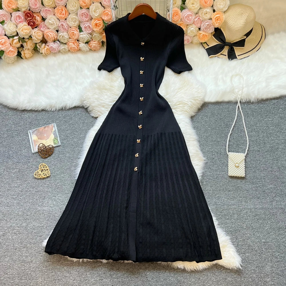 Patchwork Knitted Maxi Dress