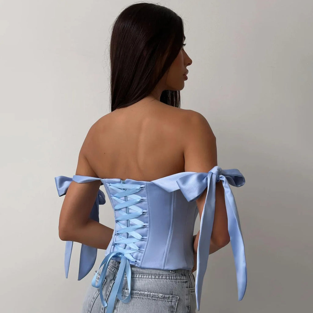 White Bandage Corset Top Bustier Women Sleeveless