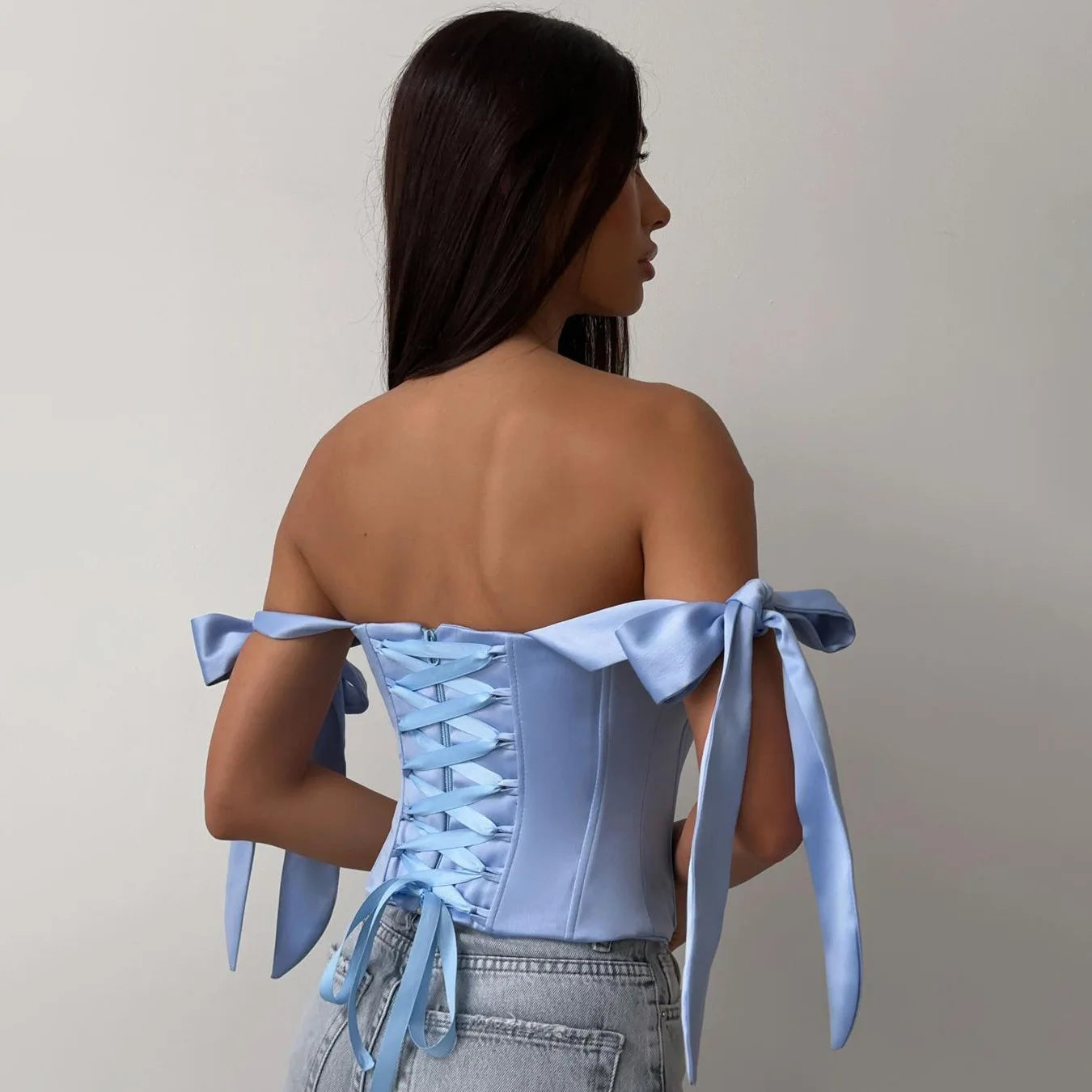 White Bandage Corset Top Bustier Women Sleeveless