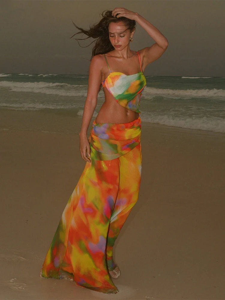 Mesh Cutout Wrap Cover Up Maxi Dress