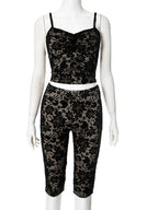 Hollow Out Lace Capri Set Two Piece With Spaghetti Straps