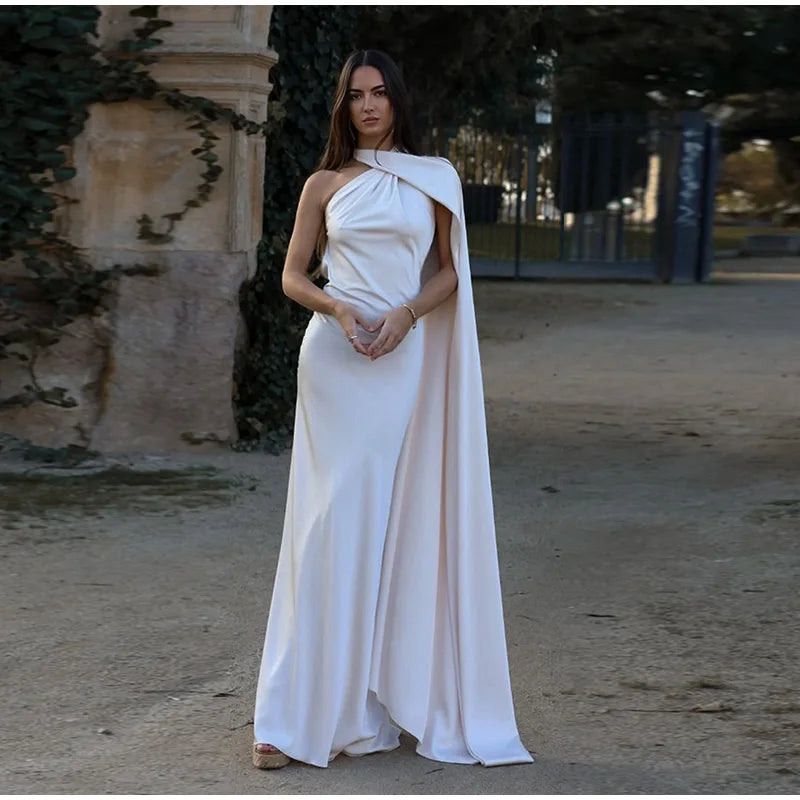 Sexy Satin Ribbon Backless Halter Dress For Elegant Evening Gown