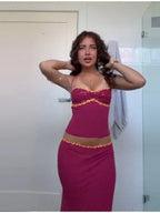 Sunset Vibe Halter Crop Top And Mermaid Skirt Two-Piece Set